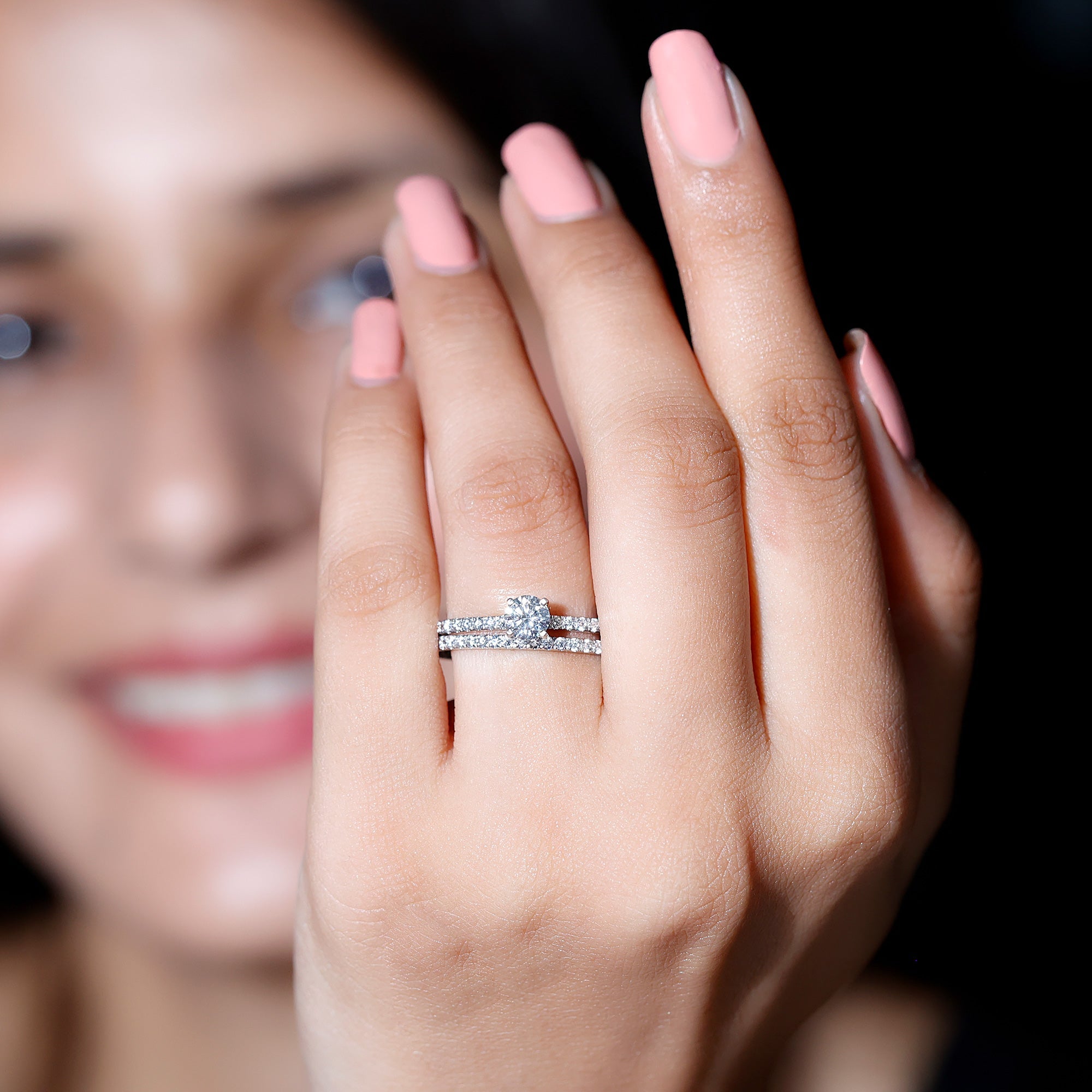 Certified Lab Created Diamond Wedding Ring Set For Bride