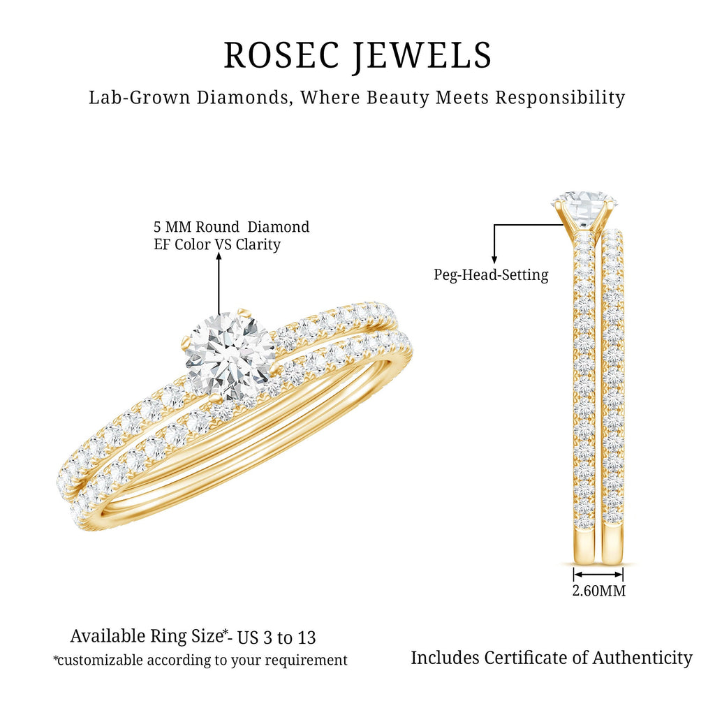 Certified Lab Created Diamond Wedding Ring Set For Bride