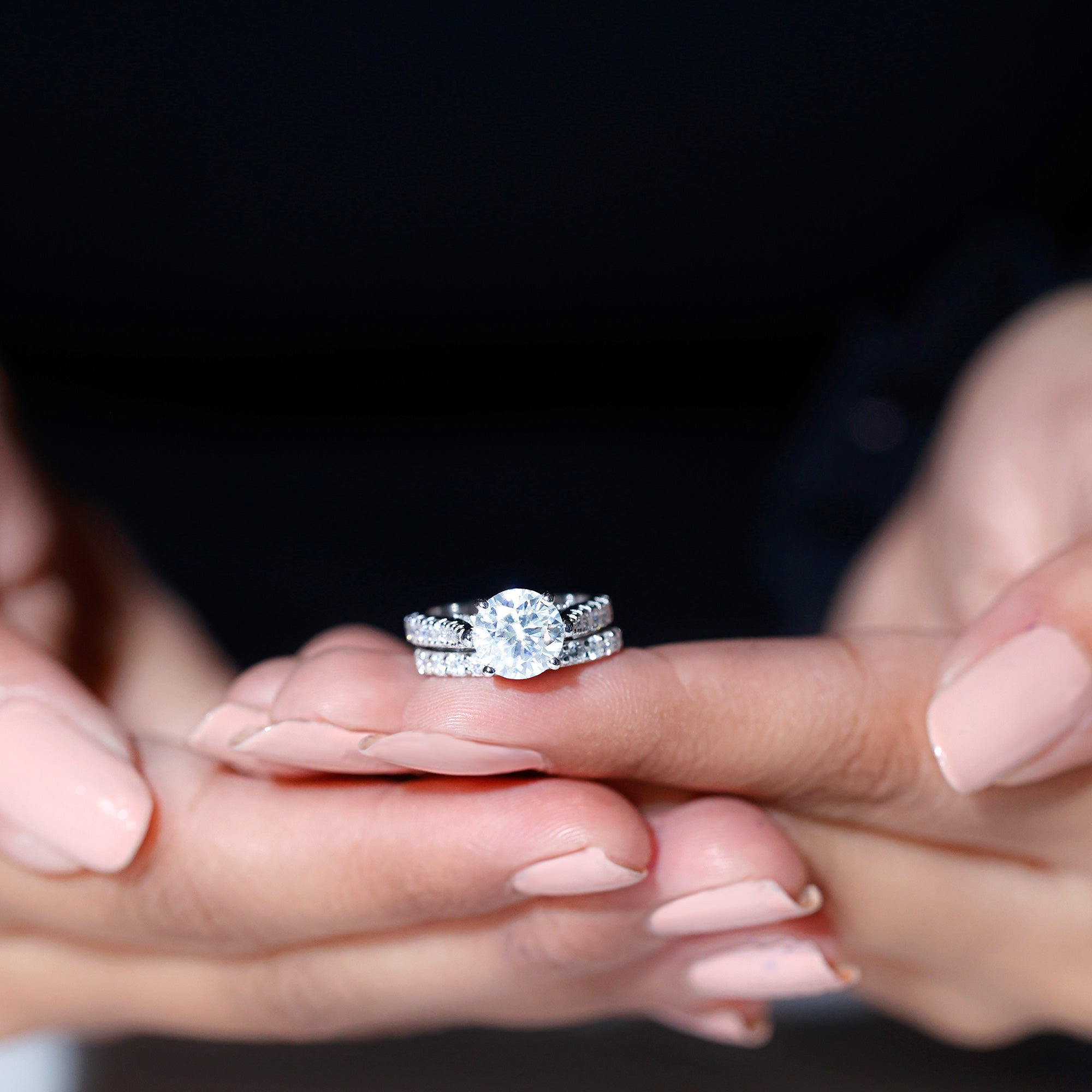 Certified 8 mm Round Lab Grown Diamond Wedding Engagement Ring Set