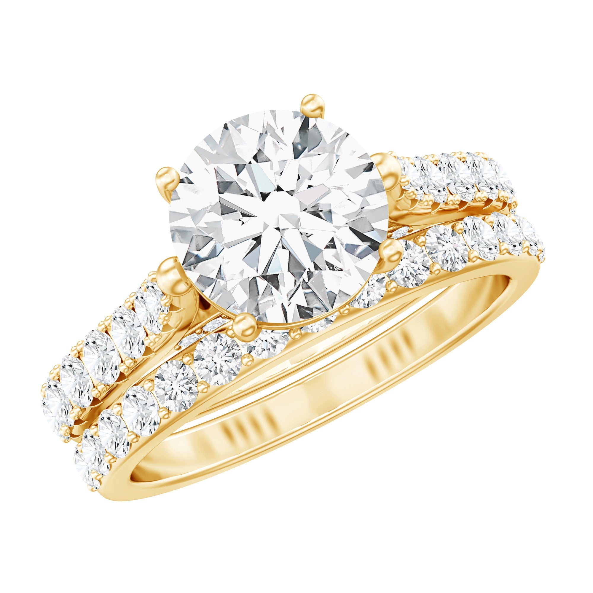 Certified 8 mm Round Lab Grown Diamond Wedding Engagement Ring Set