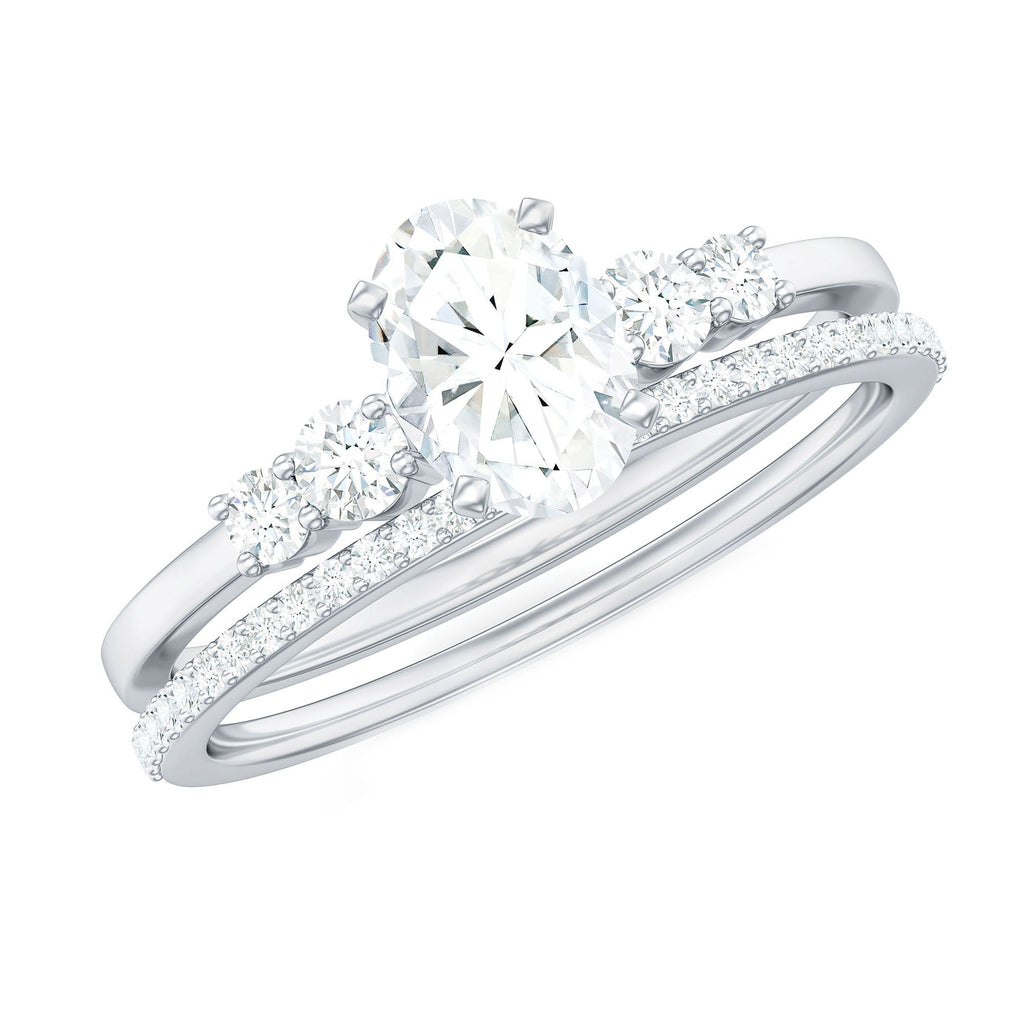 Oval Shaped 5X7 MM Moissanite Solitaire Wedding Ring Set