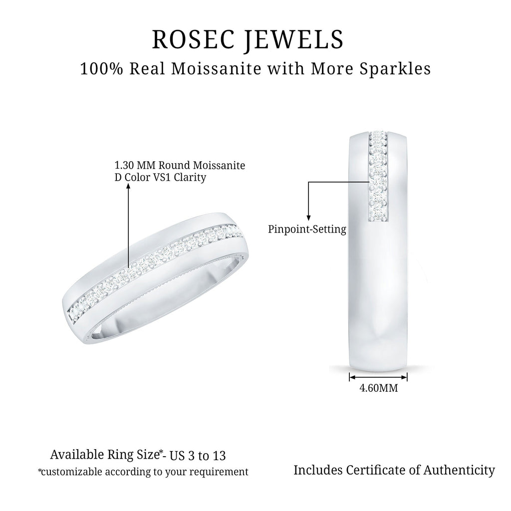 Moissanite Classic Wedding Band Ring For Men