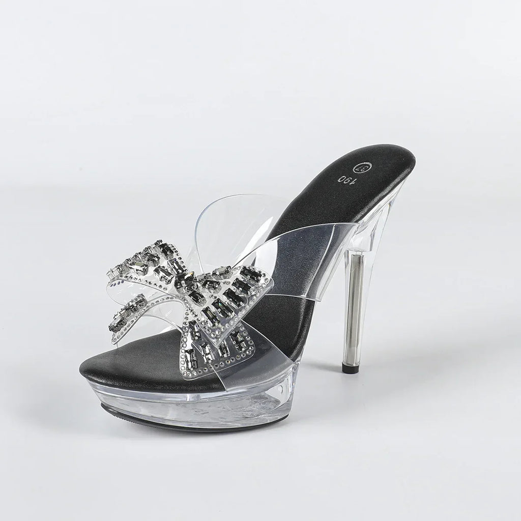 Rhinestone Bow Sandals