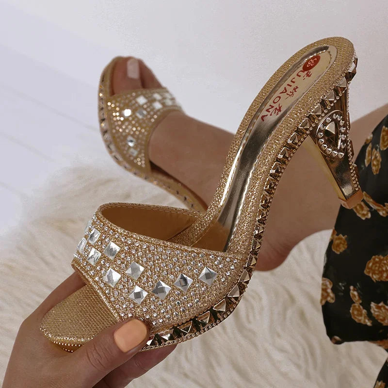 Rhinestone High Heel Sandals