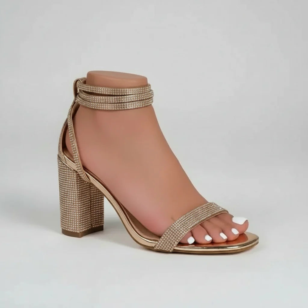Rhinestone High Heel Sandal Pumps