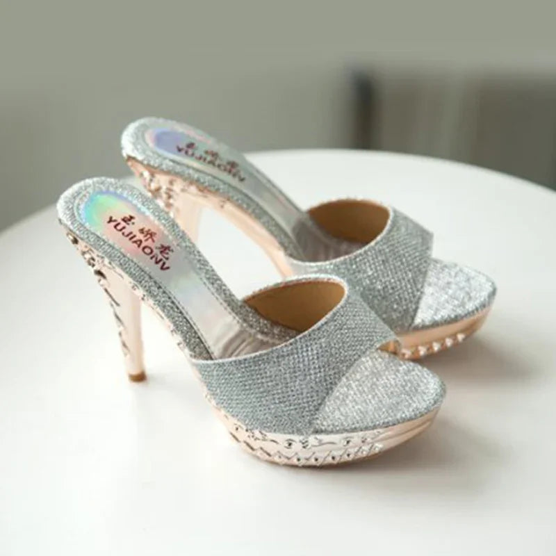 Rhinestone High Heel Sandals