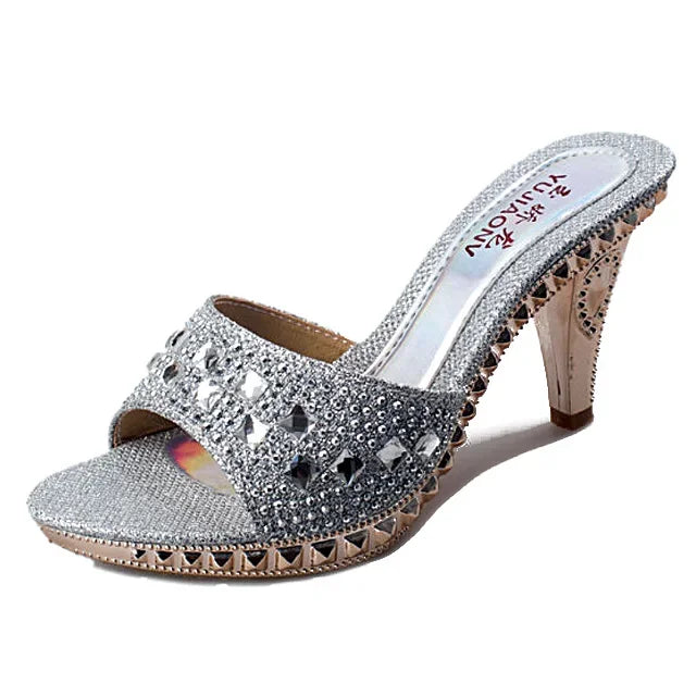Rhinestone High Heel Sandals