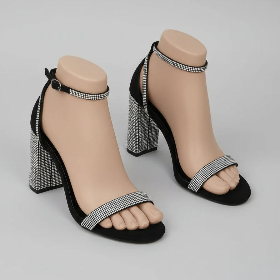 Rhinestone High Heel Sandal Pumps