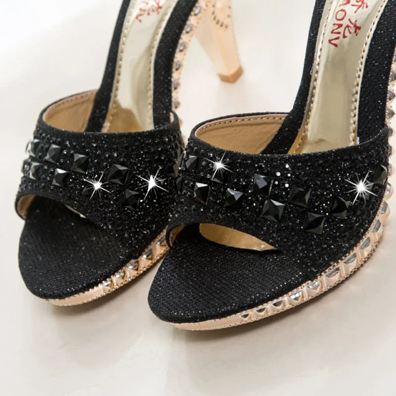 Rhinestone High Heel Sandals