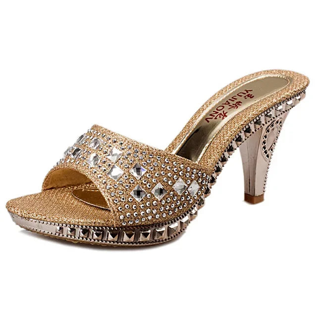 Rhinestone High Heel Sandals