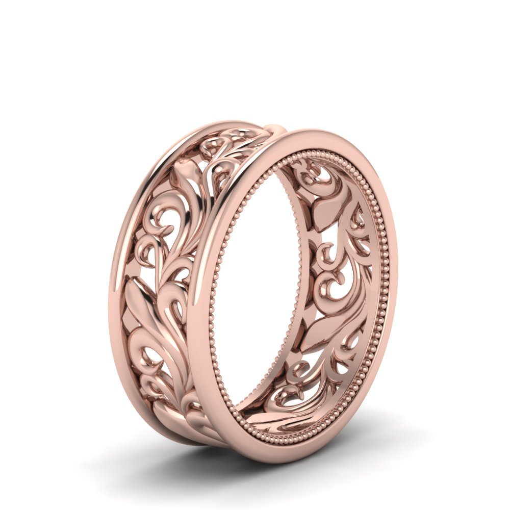 Antique Mens Wide Filigree Band