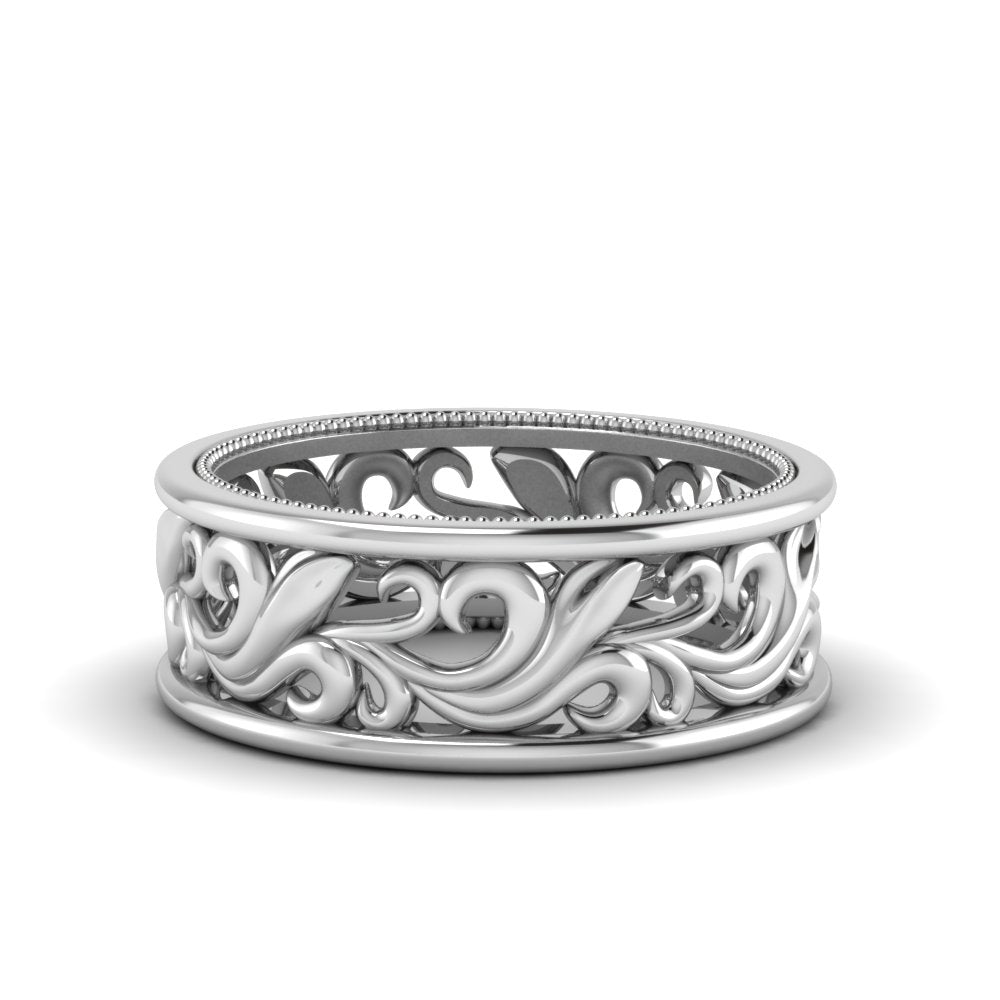 Antique Mens Wide Filigree Band