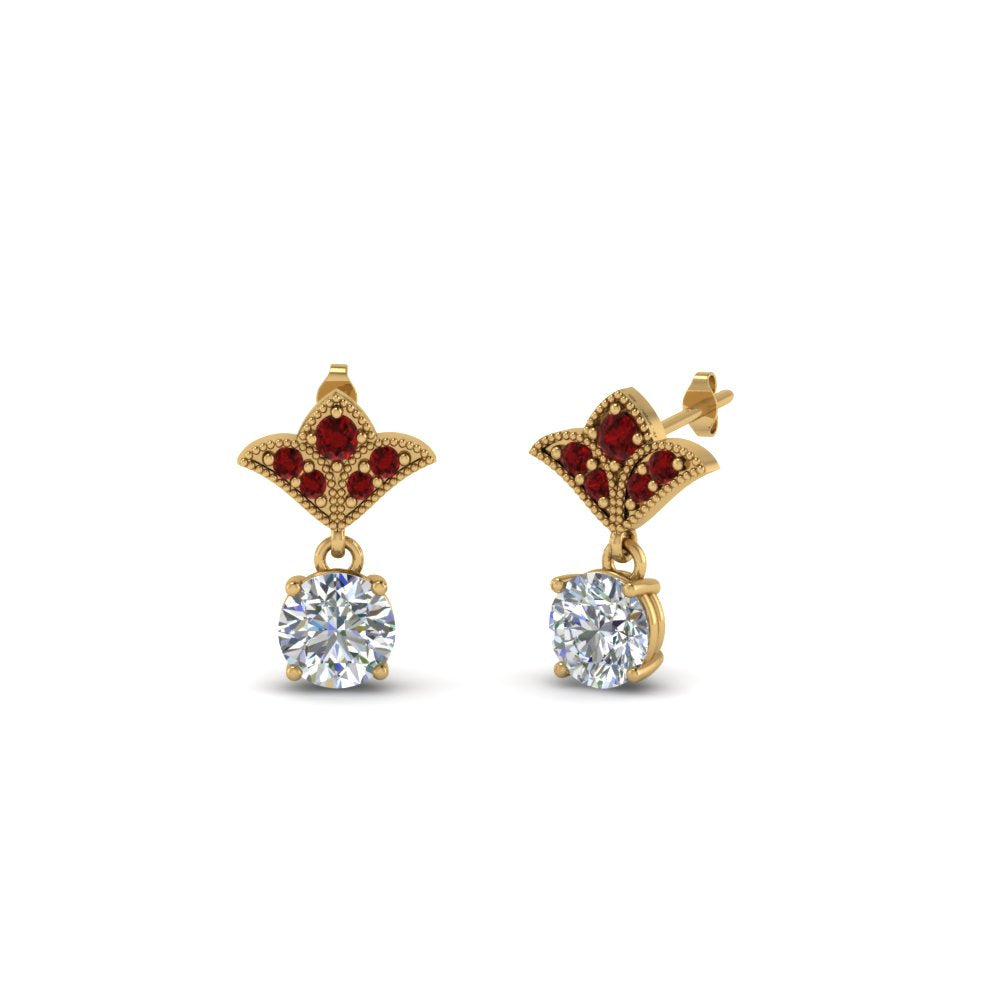 Art Deco Inspired Round Drop Earring Half Carat