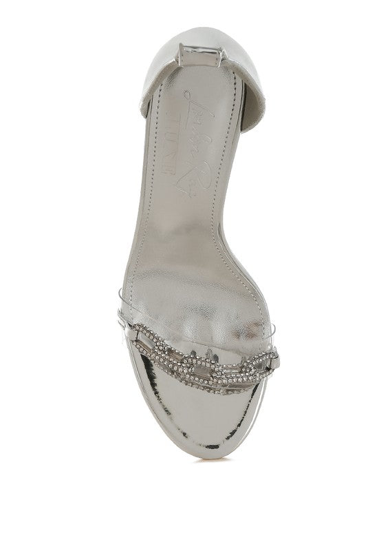 Traben Rhinestones Chain Metallic Stiletto Sandals