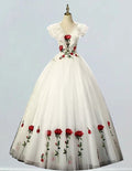 Ivory Lace V-Neck Evening Gown | Elegant Prom & Bridesmaid Dress