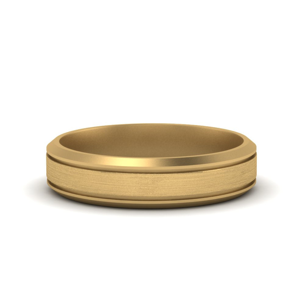 Beveled Inlay Mens Wedding Band