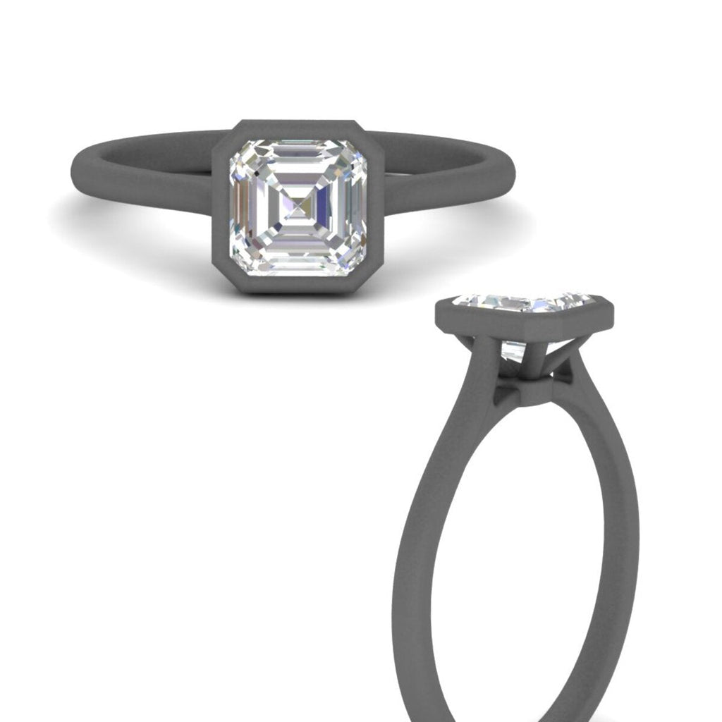 Asscher Cut Petite Bezel Solitaire Engagement Ring