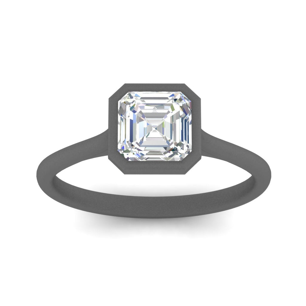 Asscher Cut Petite Bezel Solitaire Engagement Ring