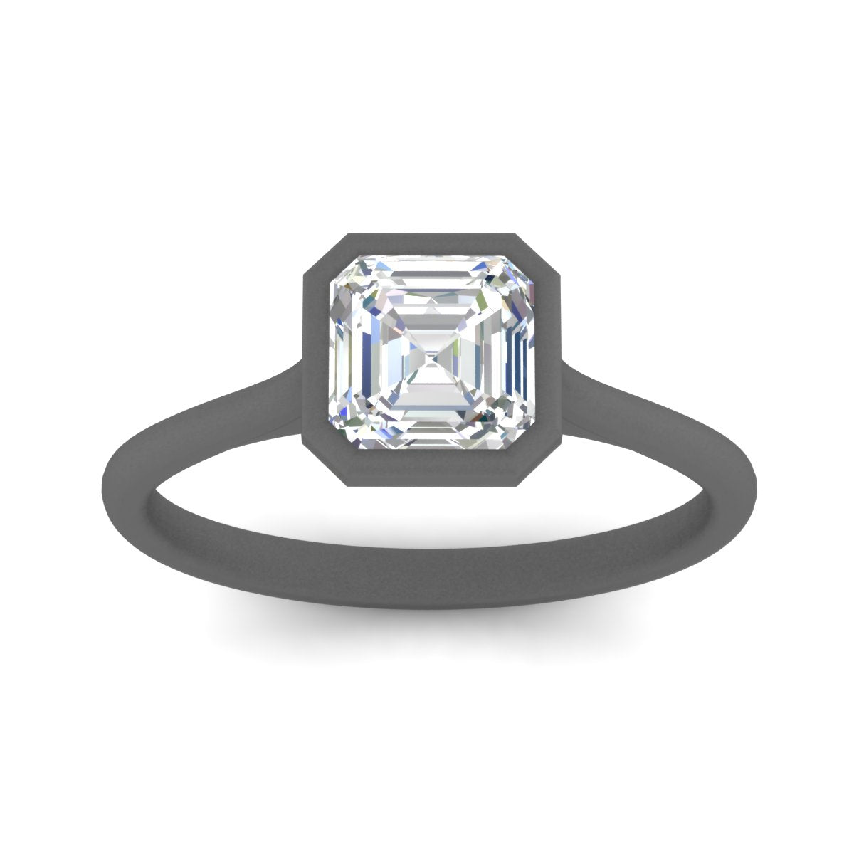 Asscher Cut Petite Bezel Solitaire Engagement Ring