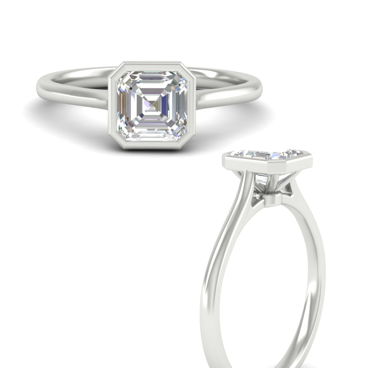 Asscher Cut Petite Bezel Solitaire Engagement Ring