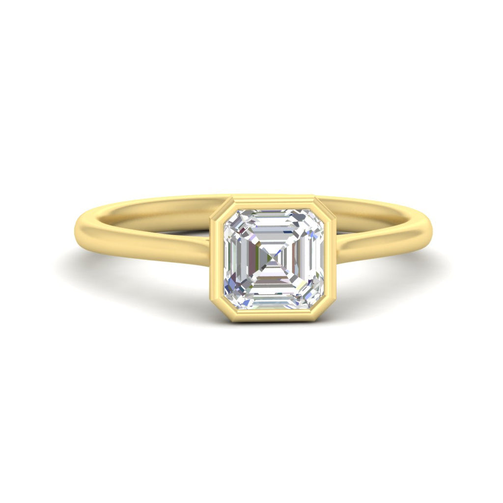 Asscher Cut Petite Bezel Solitaire Engagement Ring