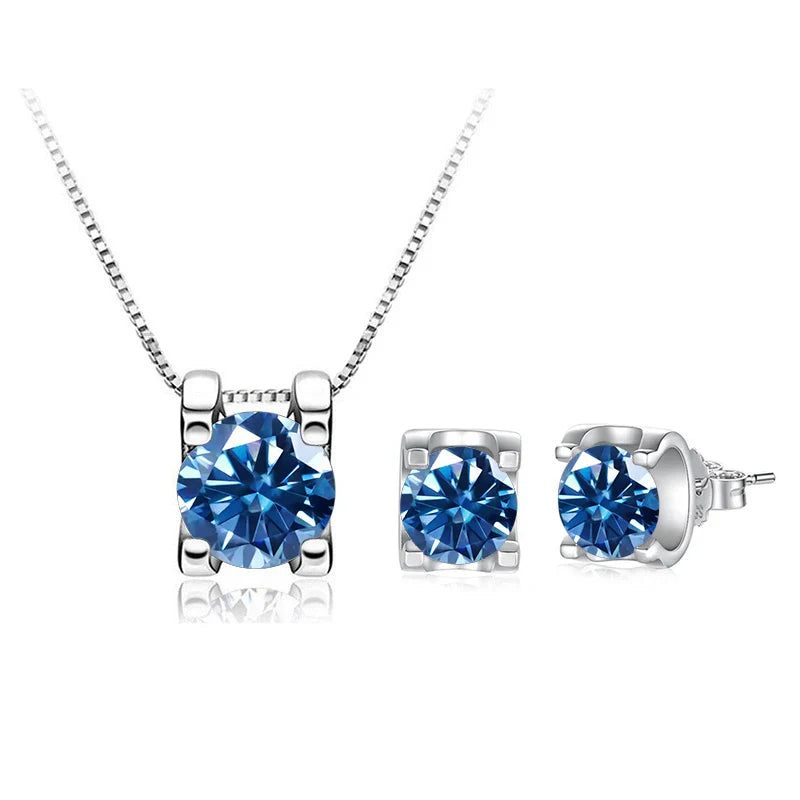 3ct D-Color Moissanite Necklace & Earrings Set Sterling Silver 925 Bridal Gift