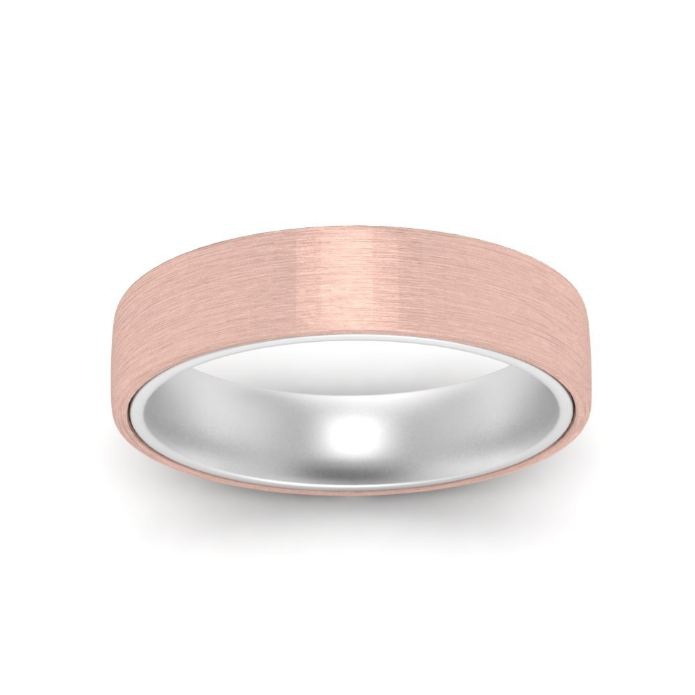 Brushed 2 Tone Mens Wedding Ring