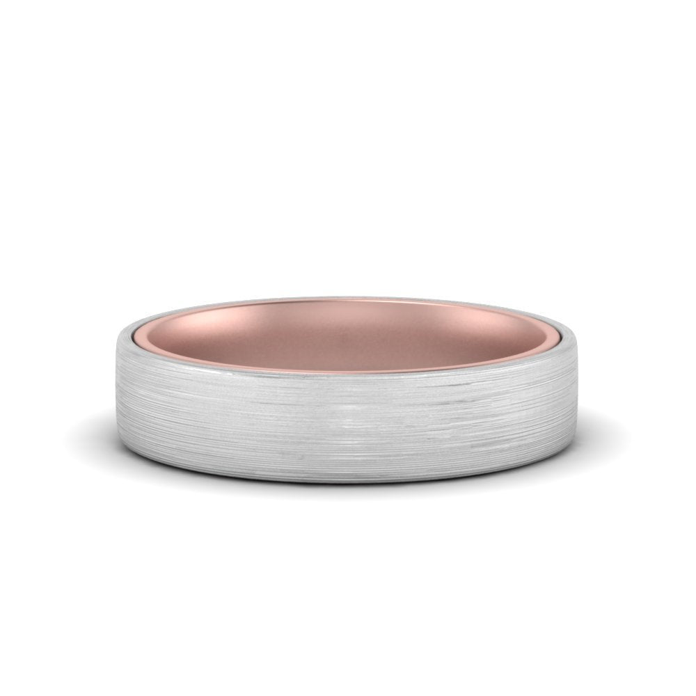 Brushed 2 Tone Mens Wedding Ring