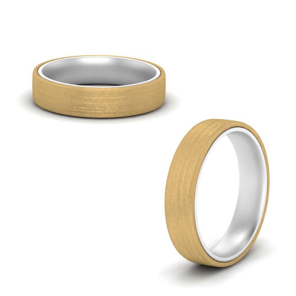 Brushed 2 Tone Mens Wedding Ring