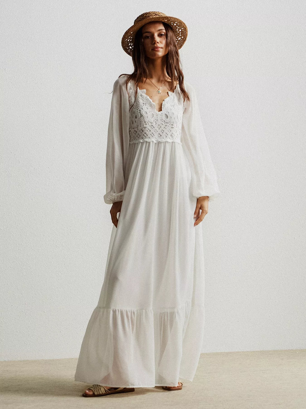 Boho Chic Crochet Lace Maxi Dress