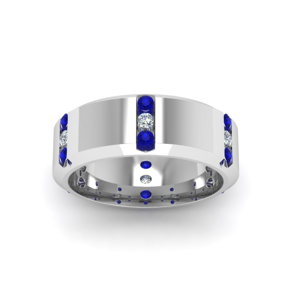 Channel Set 3 Stone Mens Anniversary Ring