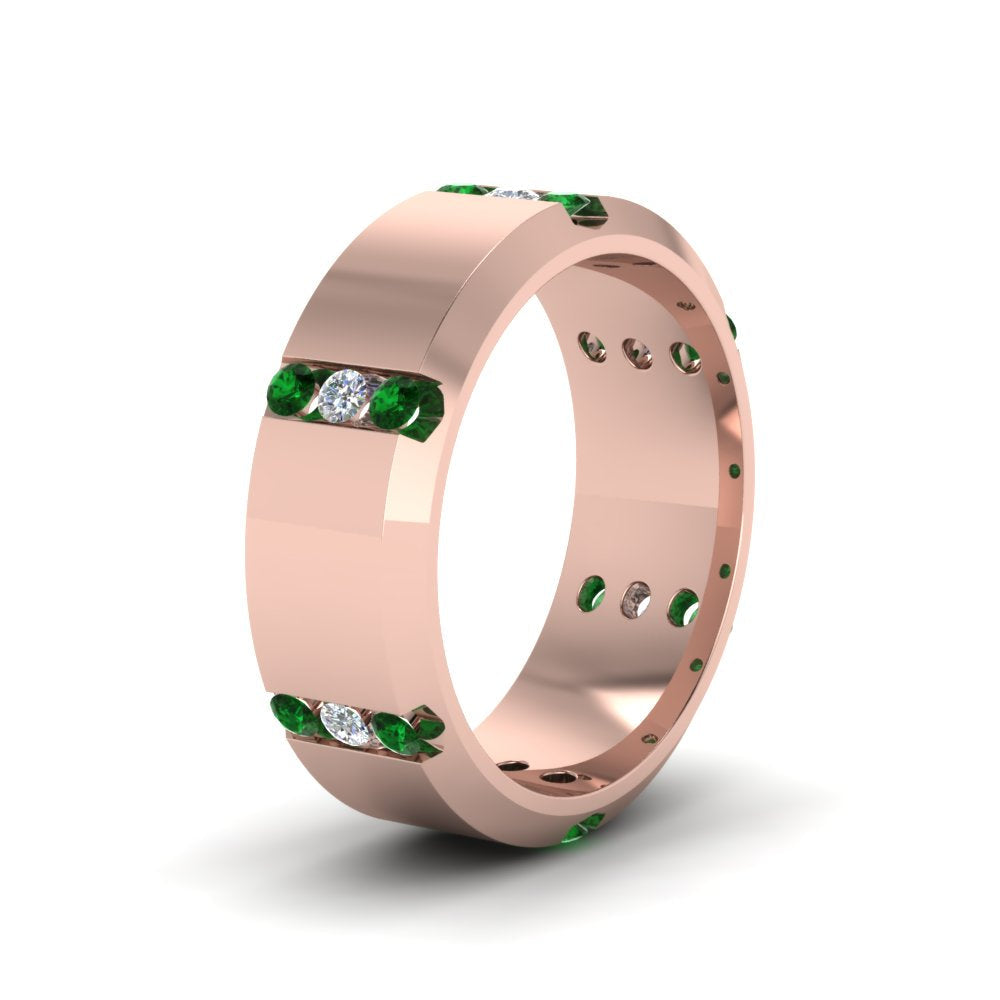 Channel Set 3 Stone Mens Anniversary Ring