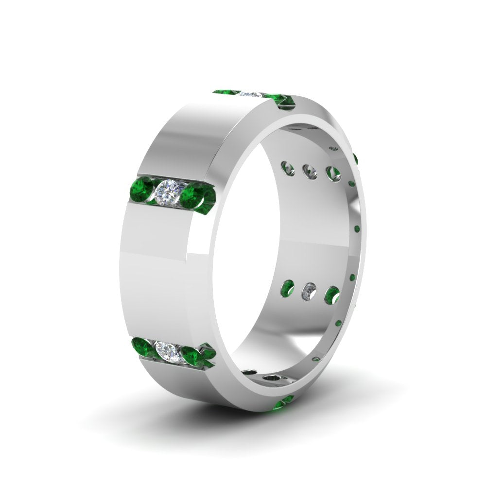 Channel Set 3 Stone Mens Anniversary Ring