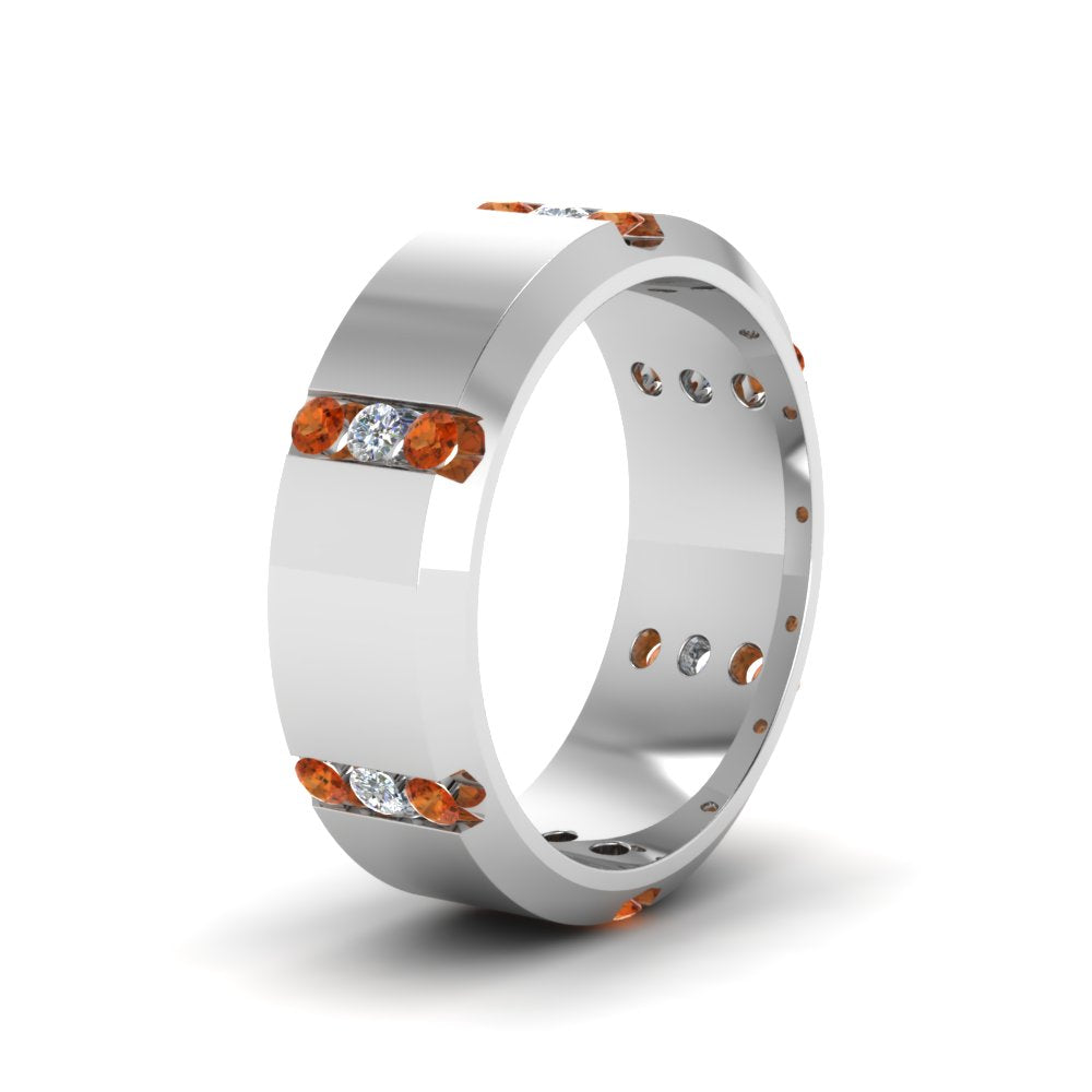 Channel Set 3 Stone Mens Anniversary Ring