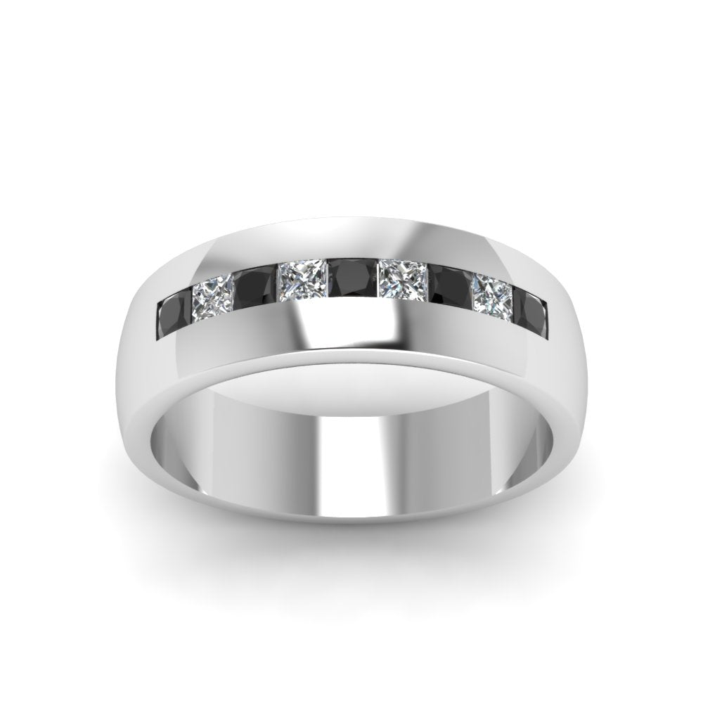 Mens Channel Set Square Wedding Ring