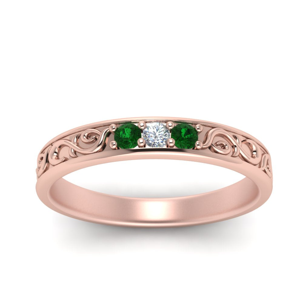 Classic Mens 3 Stone Wedding Band