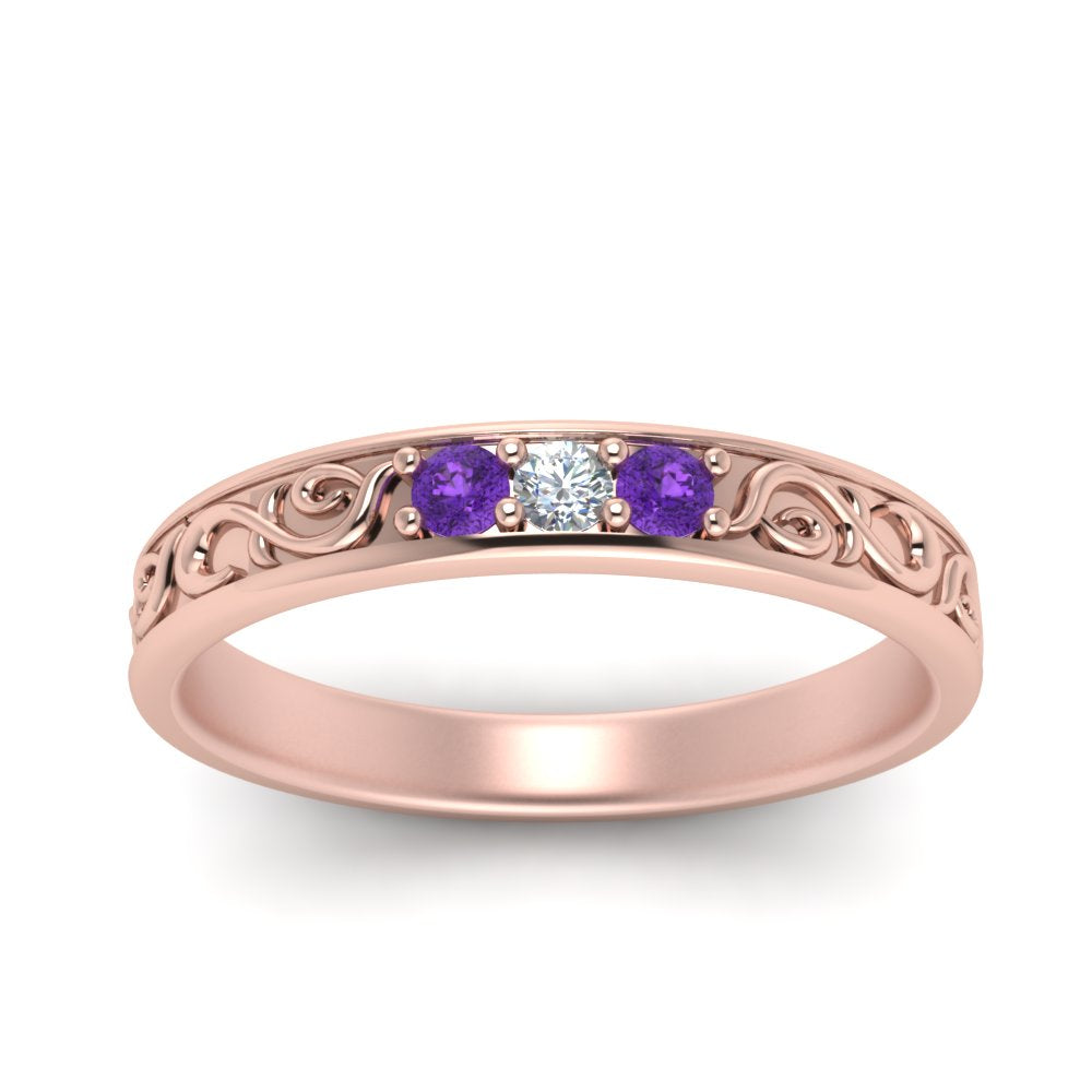 Classic Mens 3 Stone Wedding Band