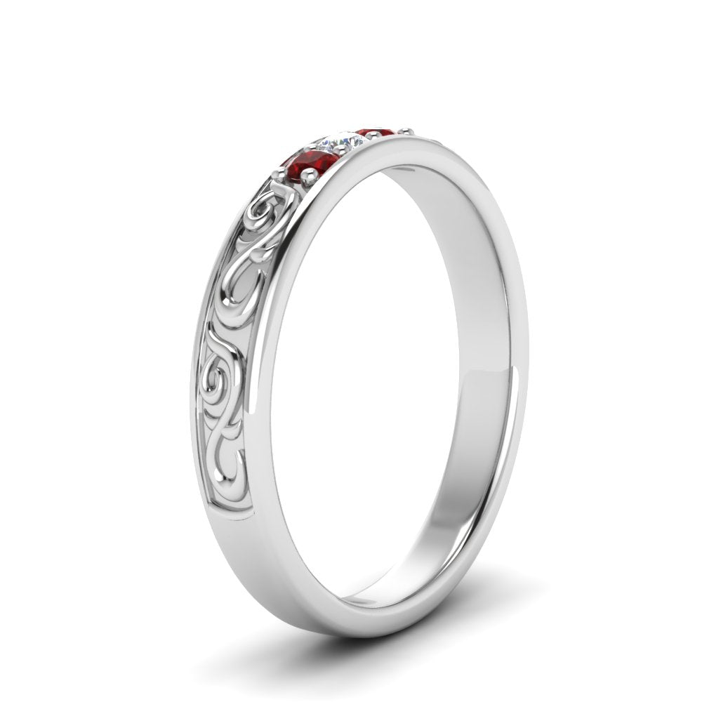 Classic Mens 3 Stone Wedding Band