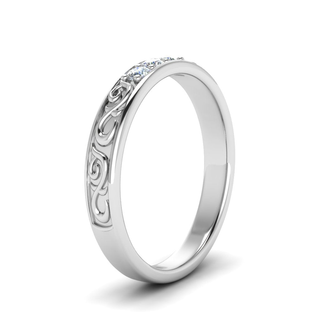 Classic Mens 3 Stone Wedding Band