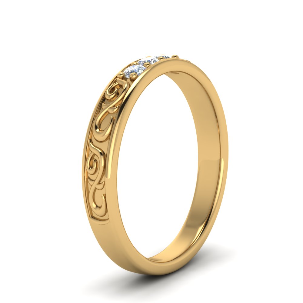 Classic Mens 3 Stone Wedding Band