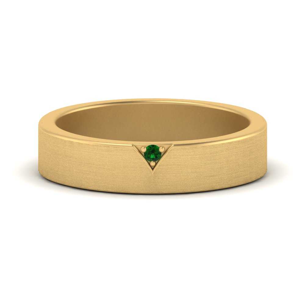 Classic V Shaped Solitaire Stone Mens Band