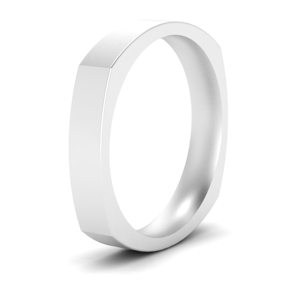 4 mm Square Comfort Fit Mens Wedding Band
