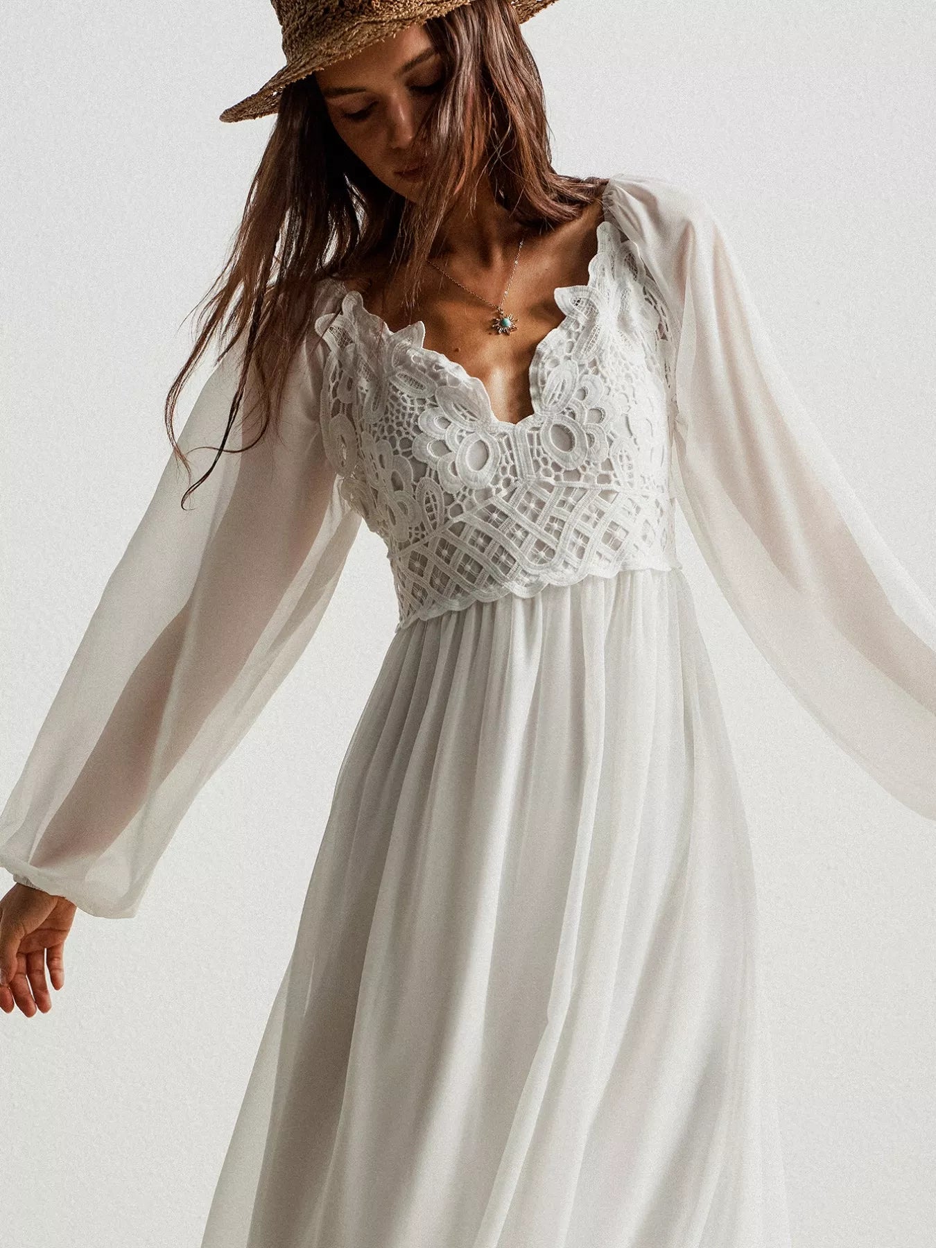 Boho Chic Crochet Lace Maxi Dress