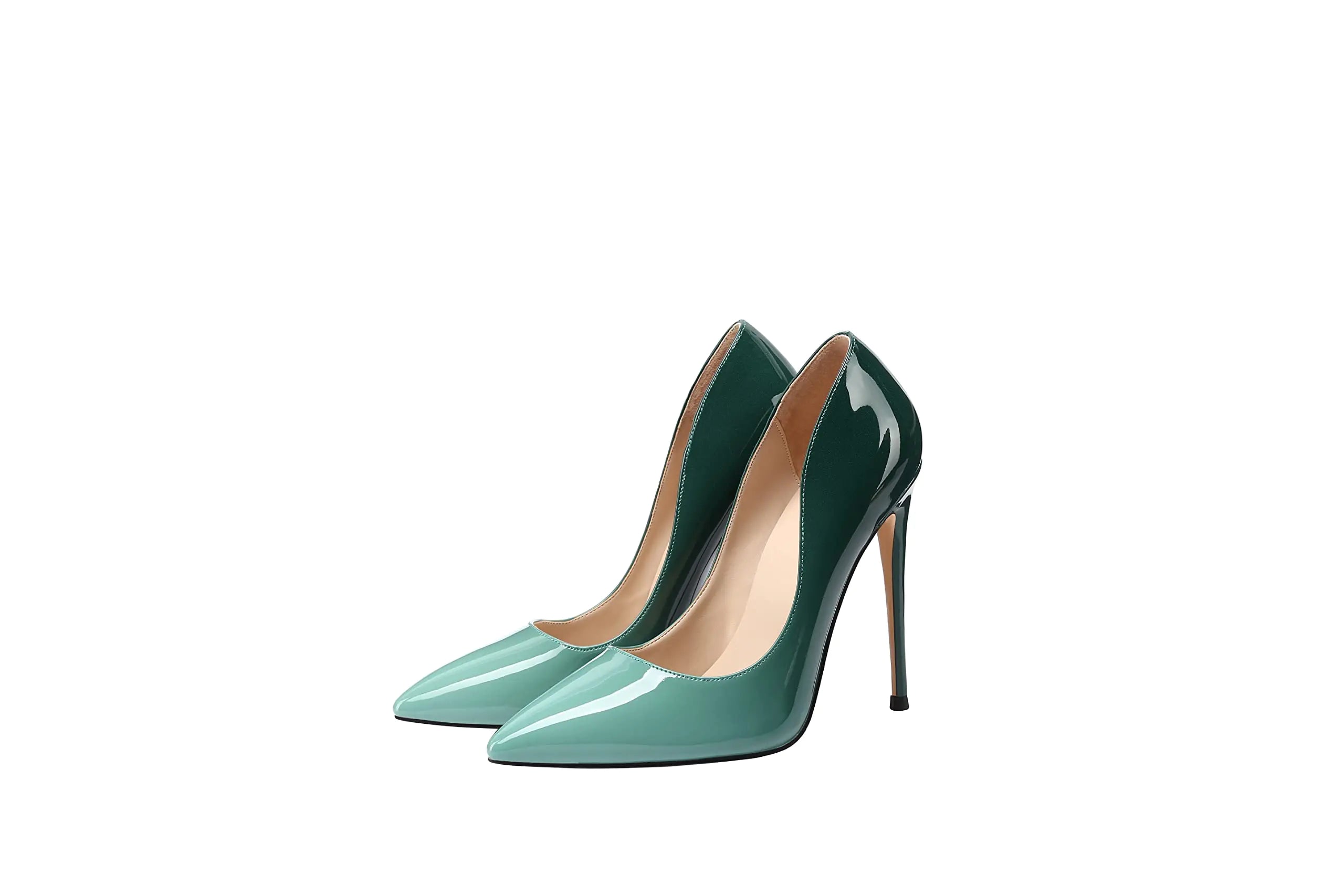 XINIUNIU High Heels for Women Pumps Gradient Patent Leather 4.7 inches/12CM Formal Shoes Sexy Fashion Stiletto Dress Shoes Wedding Shoes Pointed Toe Color Green Size 7.5
