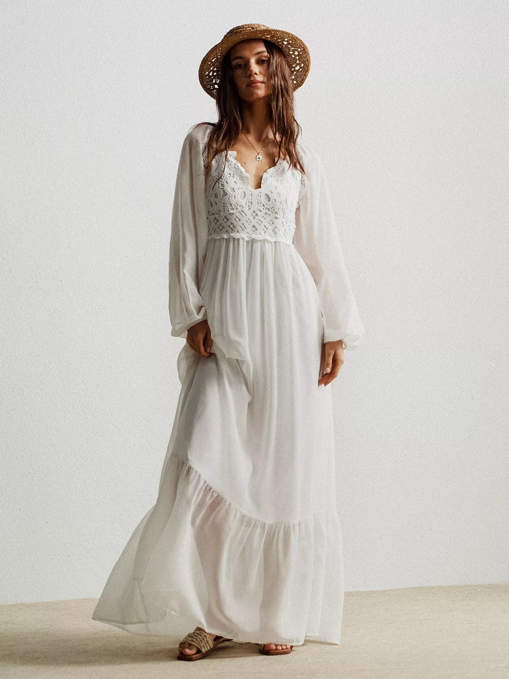 Boho Chic Crochet Lace Maxi Dress