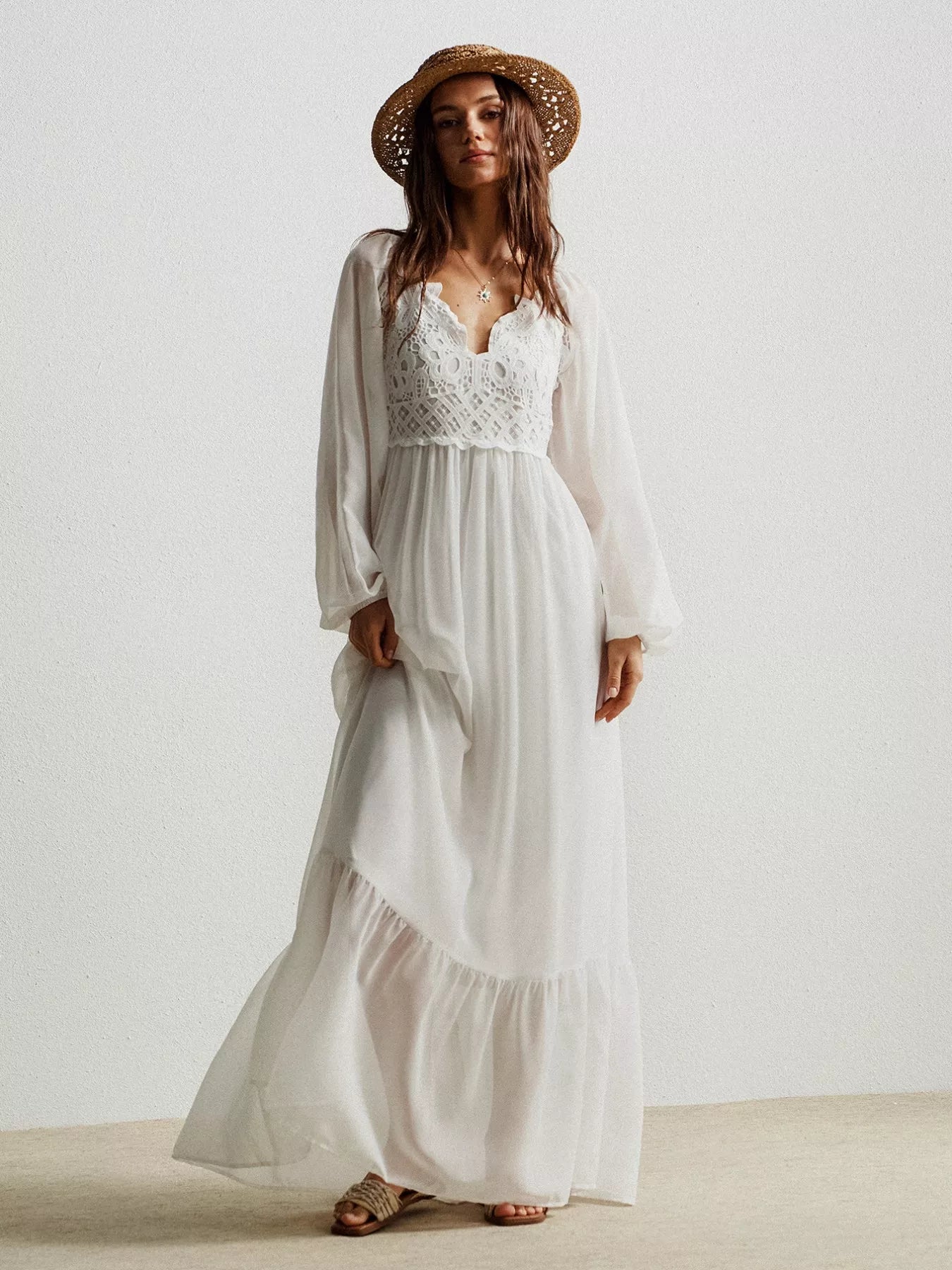 Boho Chic Crochet Lace Maxi Dress