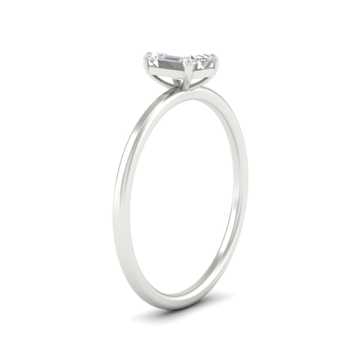 Emerald Cut Thin Classic Solitaire Ring