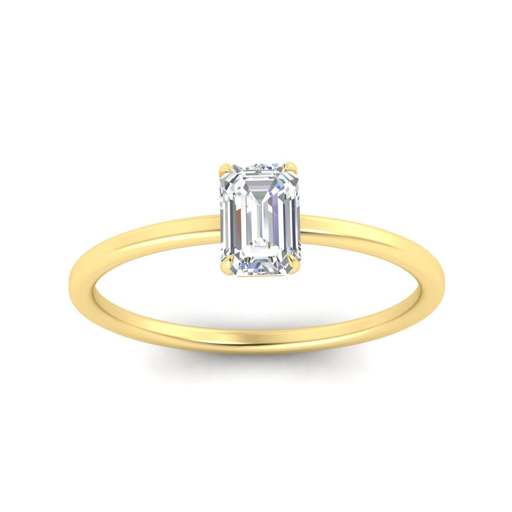 Emerald Cut Thin Classic Solitaire Ring
