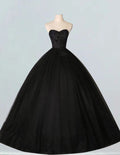 Black scoop lace applique tulle ball gown princess formal party dress bridal dress