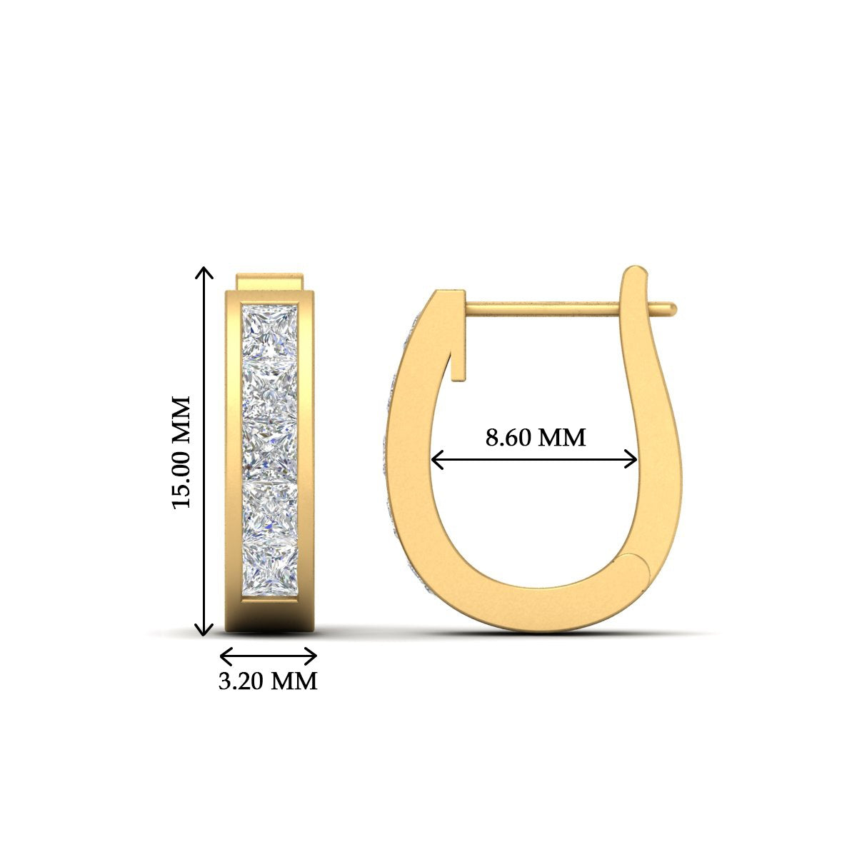 Channel Set Huggie Hoop Earring